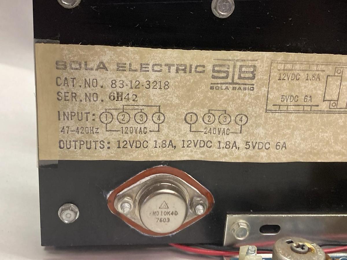 Used Sola Electric,83-12-3218,DC Power Supply 12VDC 1.8A