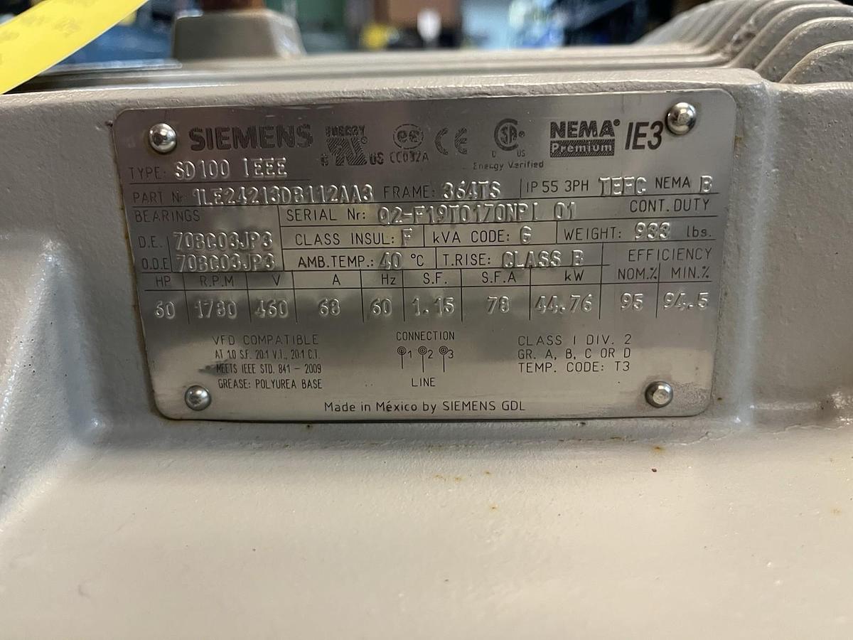 SIEMENS,1LE242130B112AA3,MOTOR SD100-1EEE 60HP 1780RPM 3PH 364TS