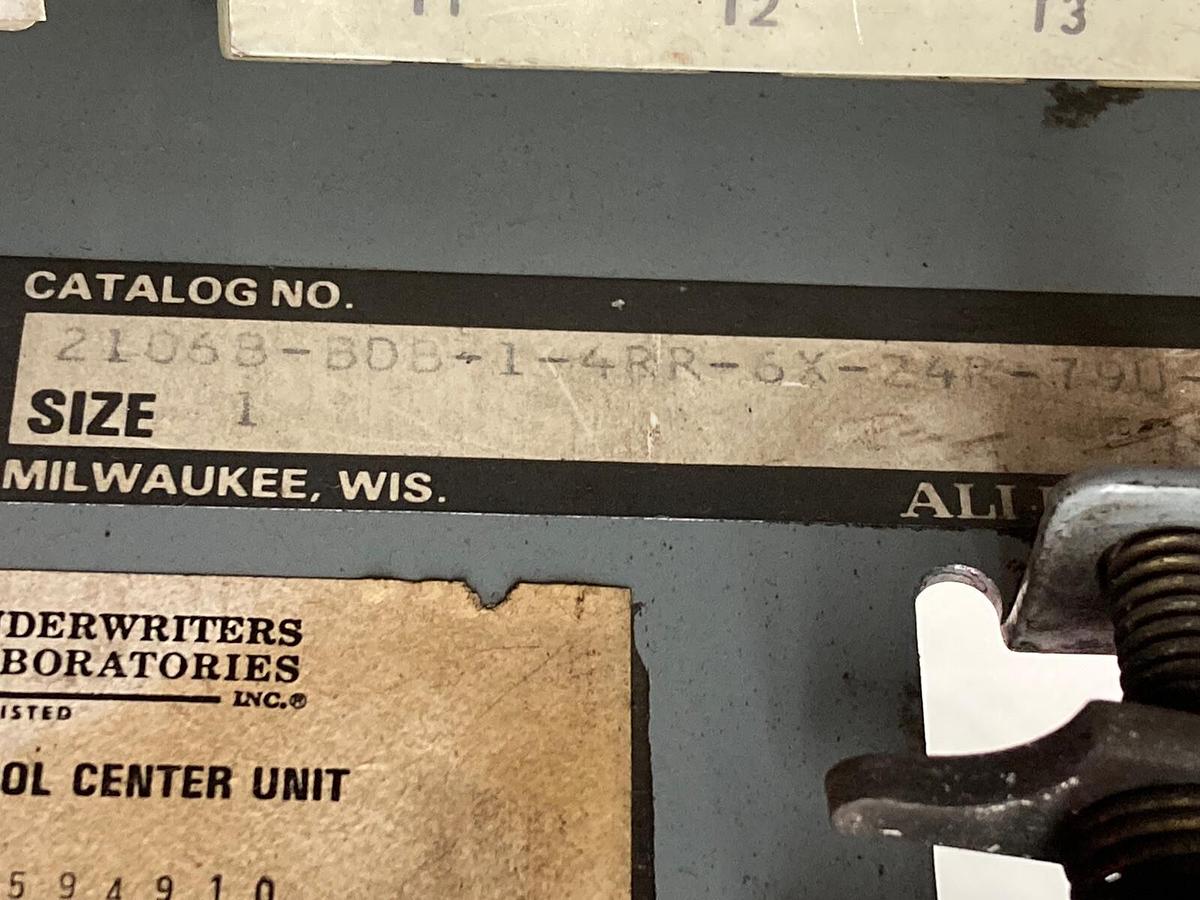 Used Allen-Bradley,2106B,Size 1 Fused MCC 20 Inch Starter Feeder Bucket