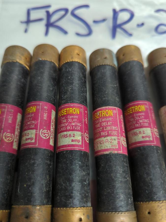 Used COOPER BUSSMANN,FRS-R-2,FUSETRON 2 AMP FUSE LOT OF 6 PRE-OWNED