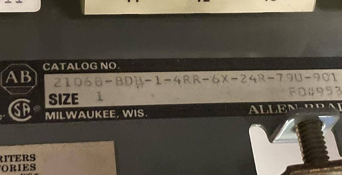 Used Allen-Bradley,2106B,Size 1 Fused MCC 20 Inch Reversing Starter Feeder Bucket