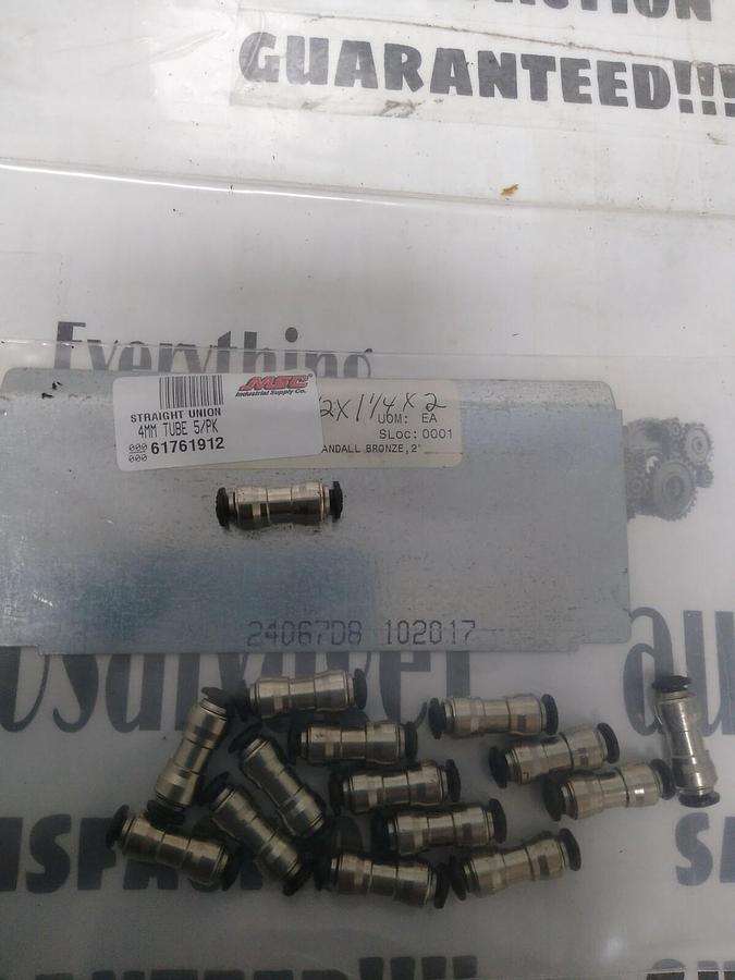 UNBRANDED,61761912,TUBE UNION STRAIGHT4MM ODNICKLE PLATED BRASS LOT OF 15