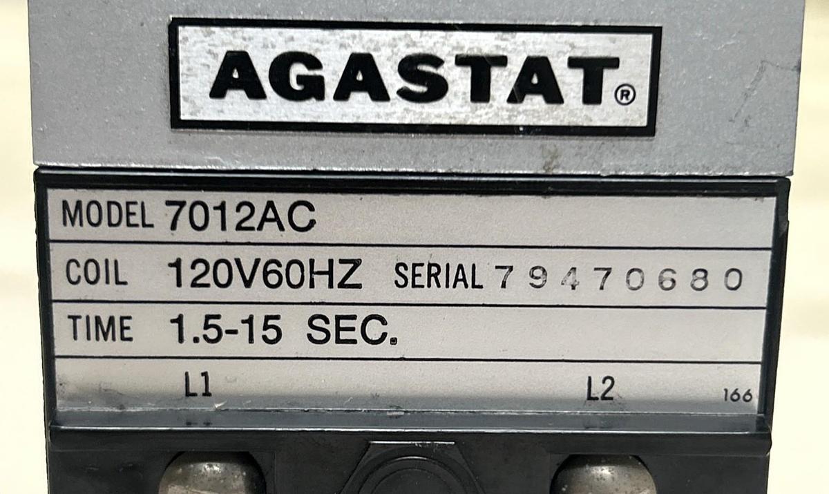 Used AGASTAT,7012AC,TIME DELAY RELAY 1.5-15 SEC 120V