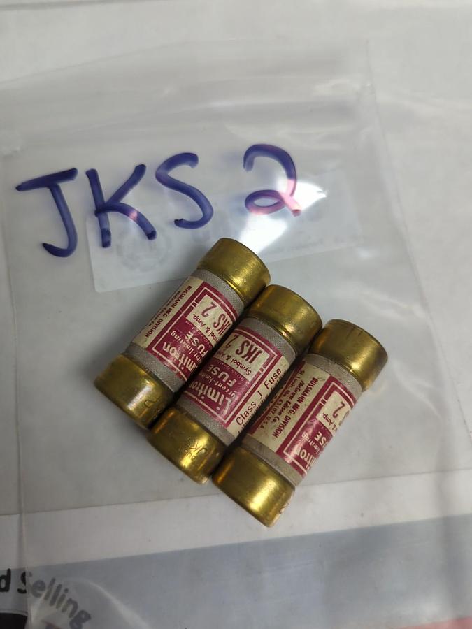 Used COOPER BUSSMANN,JKS-2,LIMITRON 2 AMP FUSE LOT OF 3 PRE-OWNED