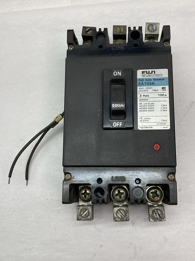 Used Fuji Electric,EA103A,3-Pole Circuit Breaker 100A 220V-460V