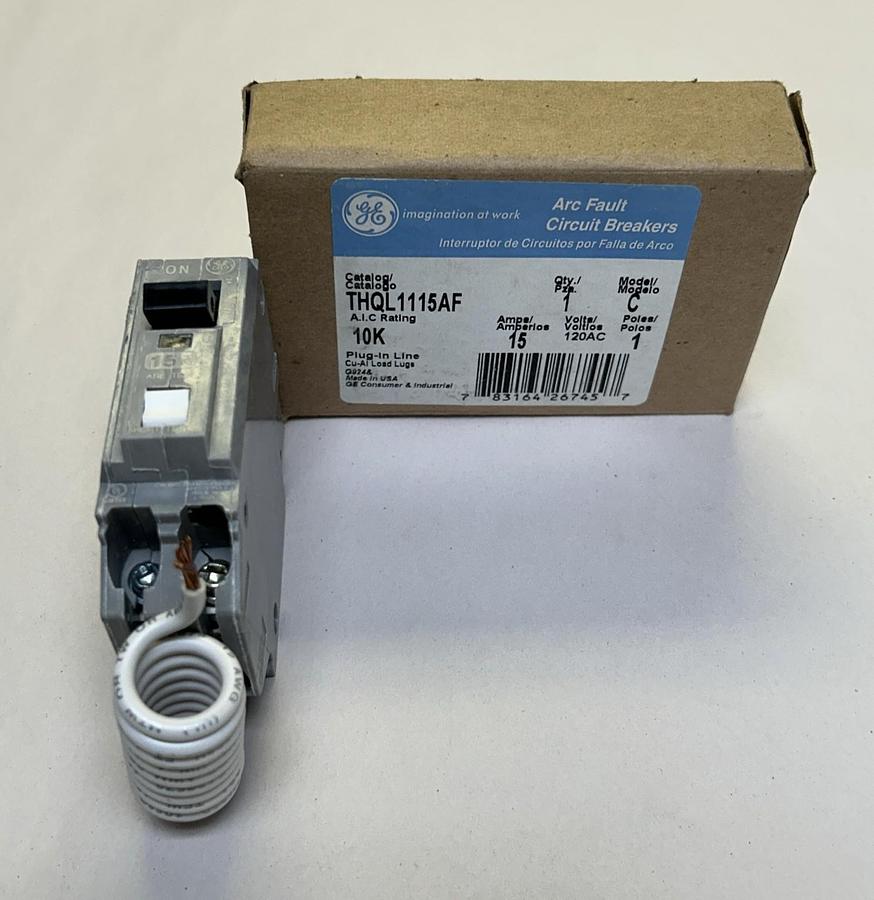 Used GENERAL ELECTRIC,THQL1115AF,CIRCUIT BREAKER 15A 120V 1P NEW