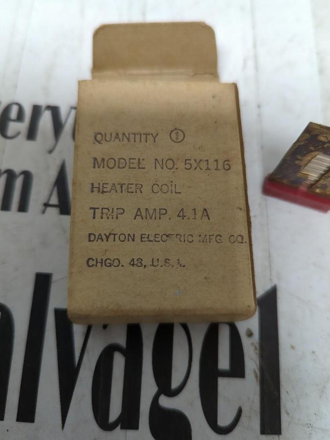 DAYTON ELECTRIC,5X116,HEATER COIL TRIP AMP 4.1 LOT OF 20 NOS
