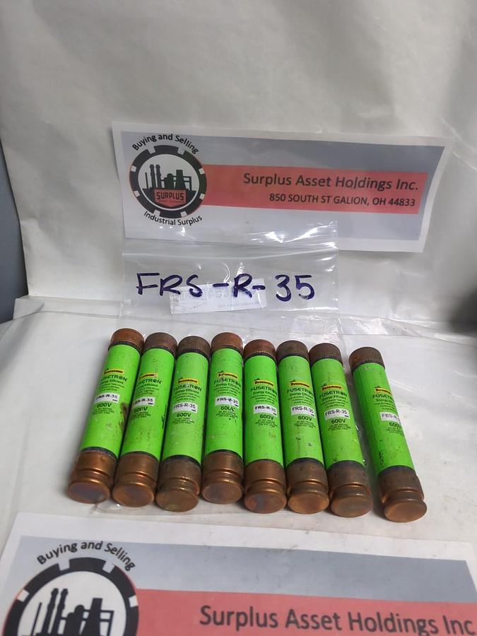 Used COOPER BUSSMANN,FRS-R-35,FUSETRON 35 AMP FUSE LOT OF 8 PRE-OWNED