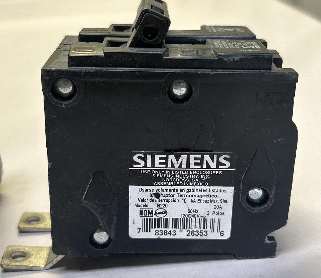 Used SIEMENS,B220,CIRCUIT BREAKER 20A 120/240V 2P LOT OF 4