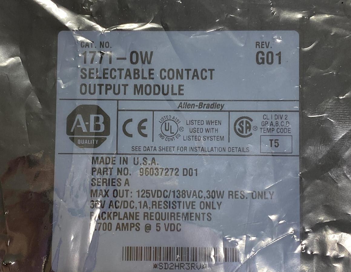 Used ALLEN BRADLEY,1771-OW REV G01,SELECTABLE CONTACT OUTPUT MODULE REFURBISHED