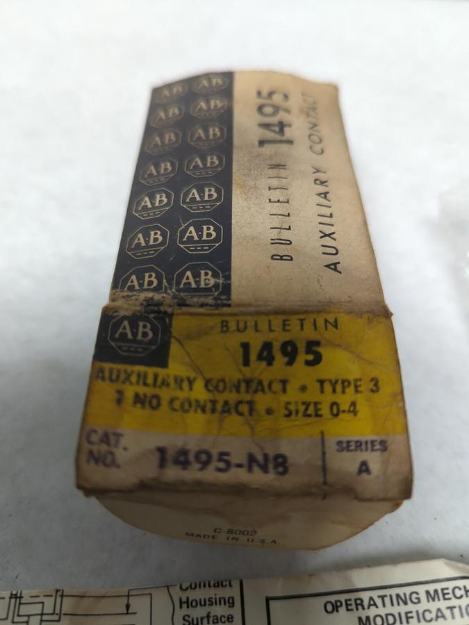 ALLEN-BRADLEY,1495-N8.SERIES A AUXILIARY CONTACT TYPE 3 SIZE 0-4 NOS