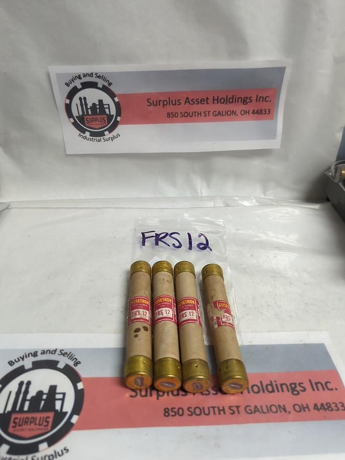 Used COOPER BUSSMANN,FRS-12,FUSETRON 12AMP FUSE LOT OF 4 PRE-OWNED