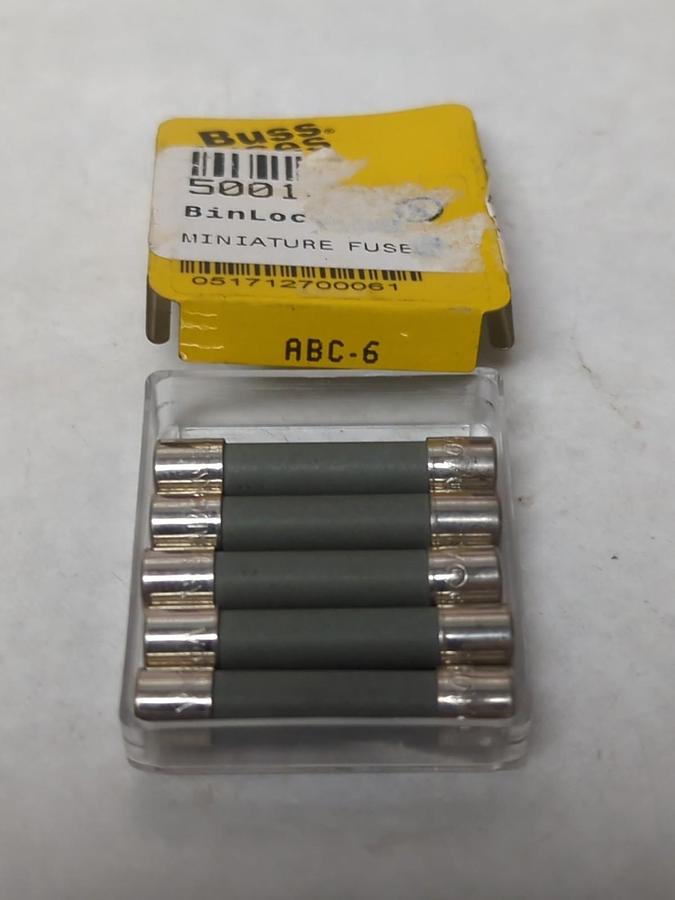 COOPER BUSSMANN,ABC-6,FAST ACTING 6 AMP FUSE PACK OF 5 NOS