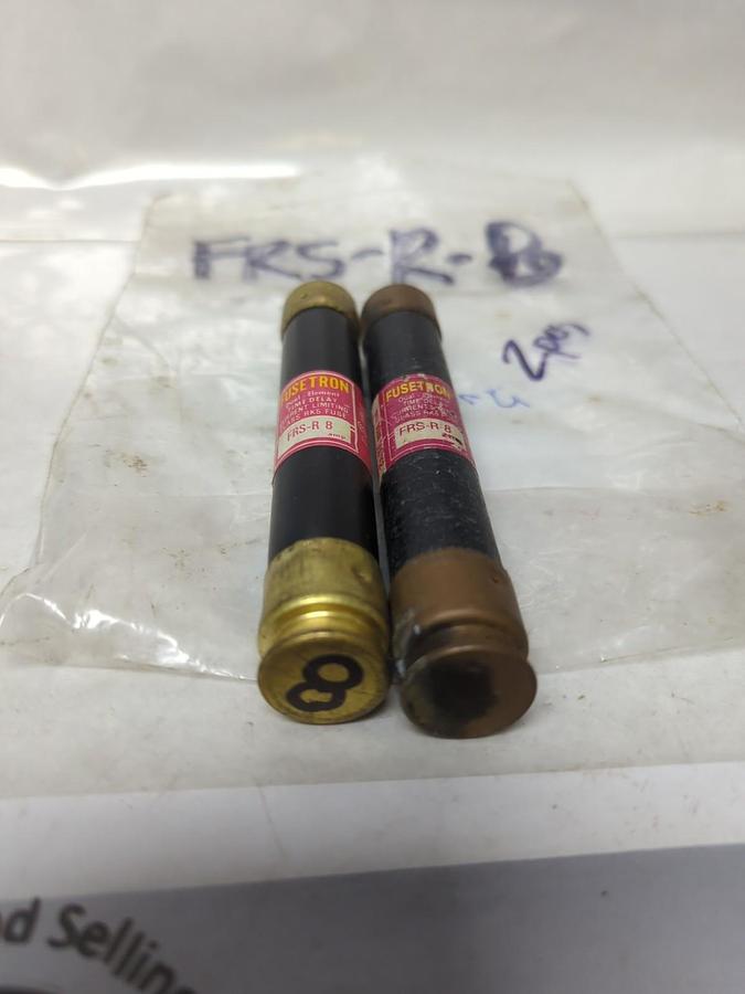Used COOPER BUSSMAN,FRS-R-8,FUSETRON 8 AMP FUSE LOT OF 2 PRE-OWNED