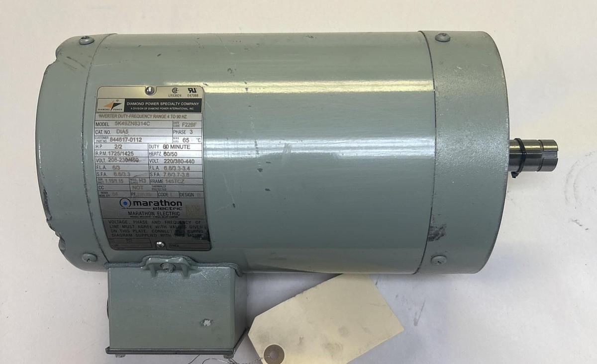 Used MARATHON,5K49ZN8314C,MOTOR 2HP 1725RPM 203-230/460V 3PH 145TCZ FRAME