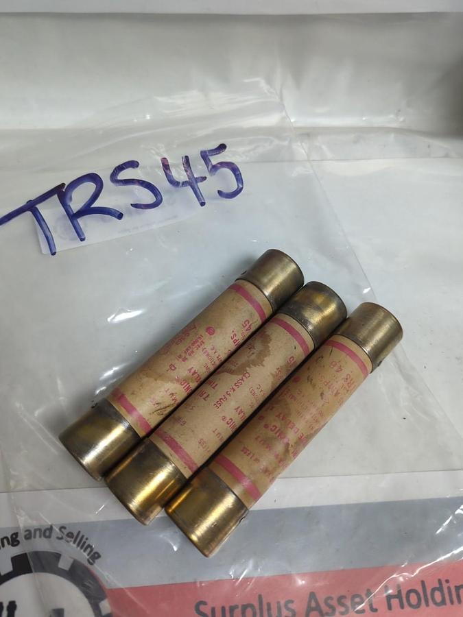 Used GOULD SHAWMUT,TRS45,TRI-ONIC 45 AMP FUSE LOT OF 3 PRE-OWNED