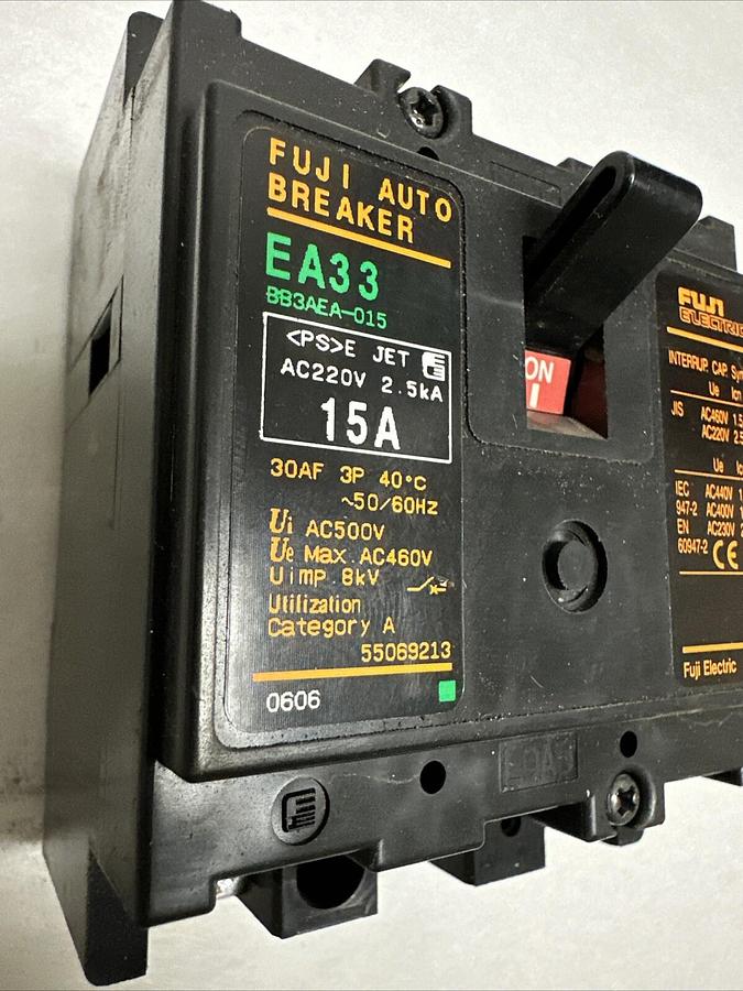 Used Fuji,EA33,3 Pole 15 Amp Breaker