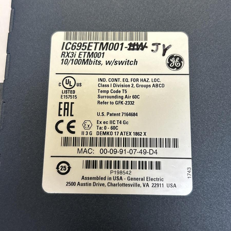 Used GE FANUC,IC695ETM001-JY,ETHERNET MODULE