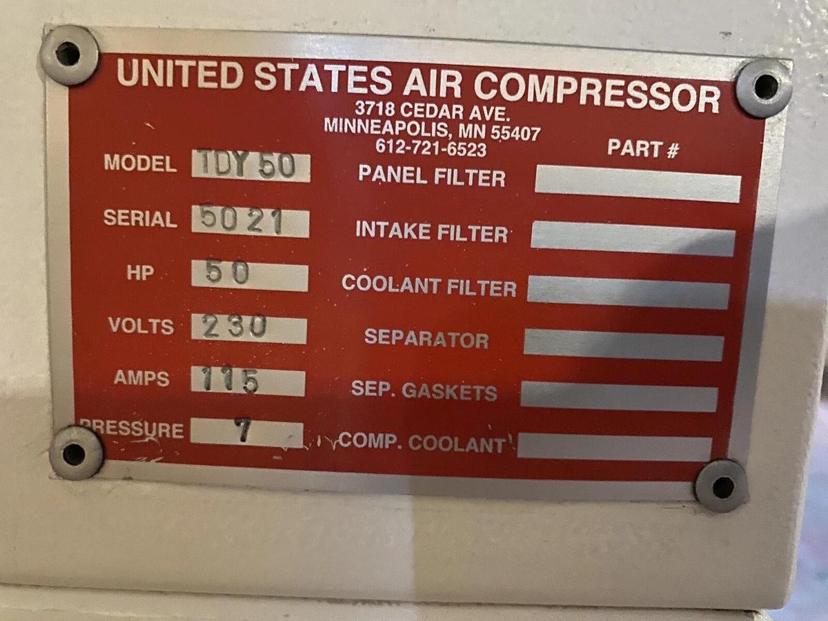Used DALGAKIRAN,TIDY50,ROTARY SCREW AIR COMPRESSOR 50HP 230V PRESSURE 7BAR LOW HOURS!
