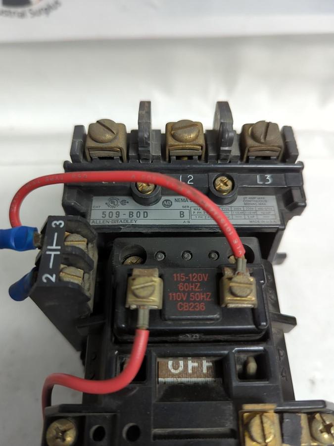 Used ALLEN BRADLEY,509-B0D,MOTOR STARTER SERIES B SIZE 1 PRE-OWNED