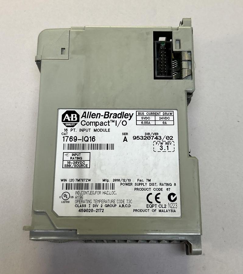 Used ALLEN BRADLEY,1769-IQ16,COMPACT I/O 16PT INPUT MODULE