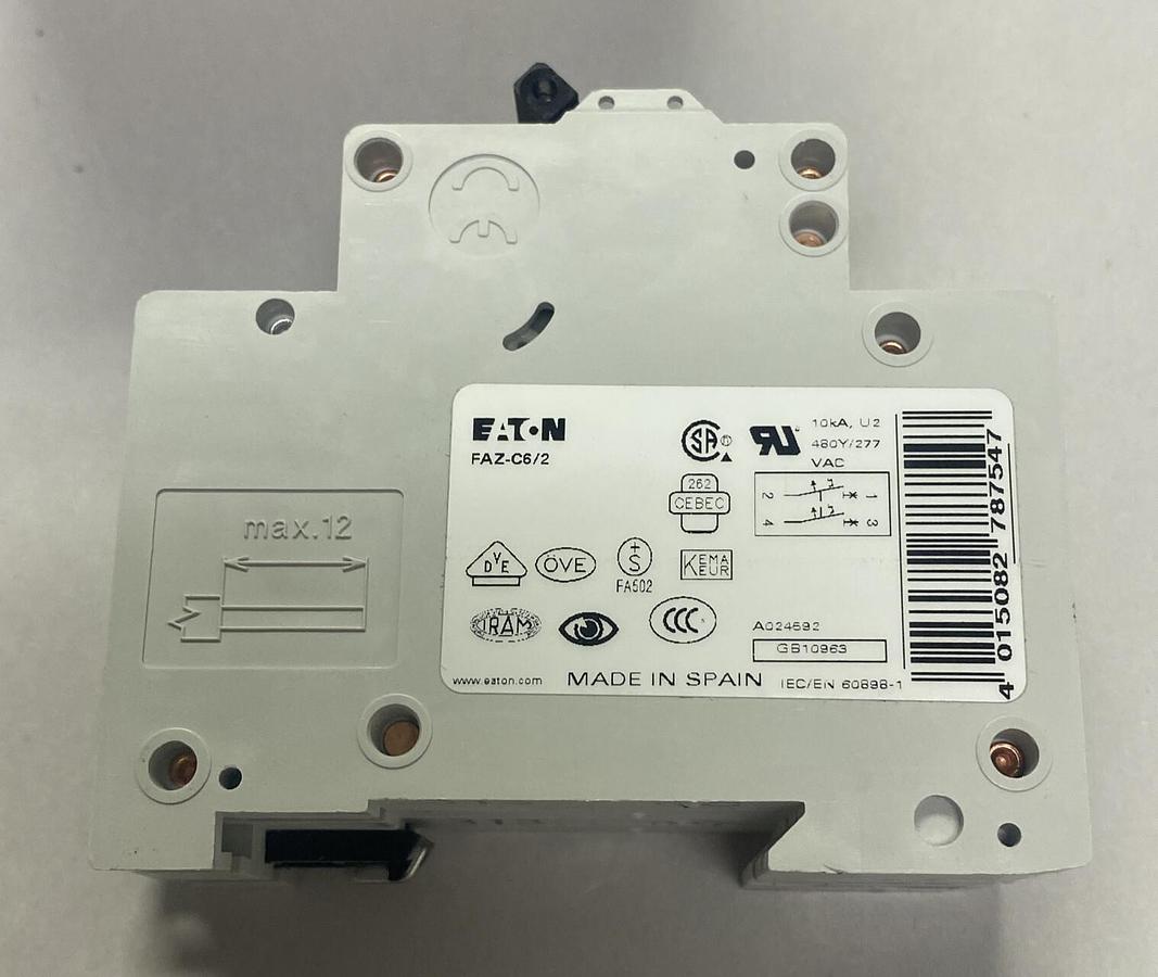 Used EATON,FAZ-C6/2,MINIATURE CIRCUIT BREAKER 6A 2P NEW