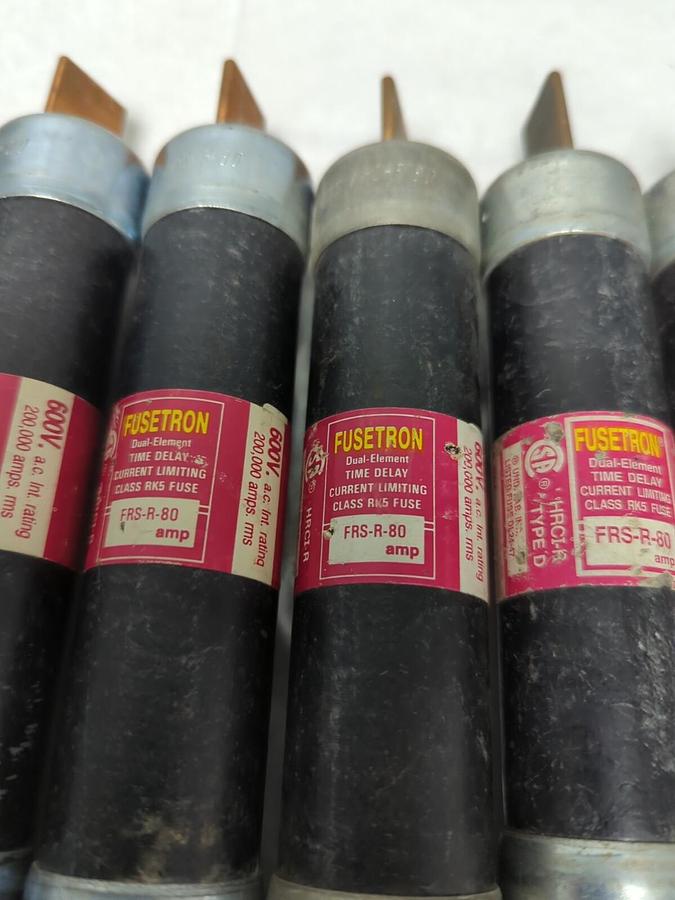 Used COOPER BUSSMANN,FRS-R-80,FUSETRON 80 AMP FUSE LOT OF 7 PRE-OWNED