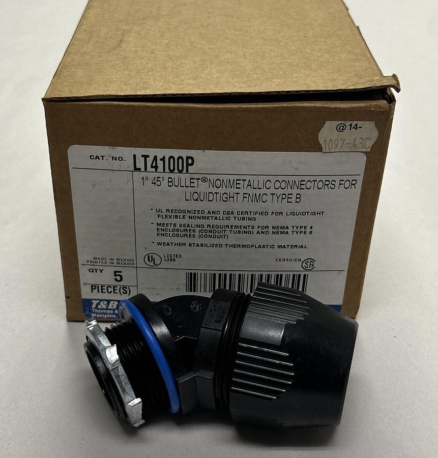 THOMAS & BETTS,LT4100P,1" 45 DEG BULLET CONNECTOR LOT OF 5 NEW