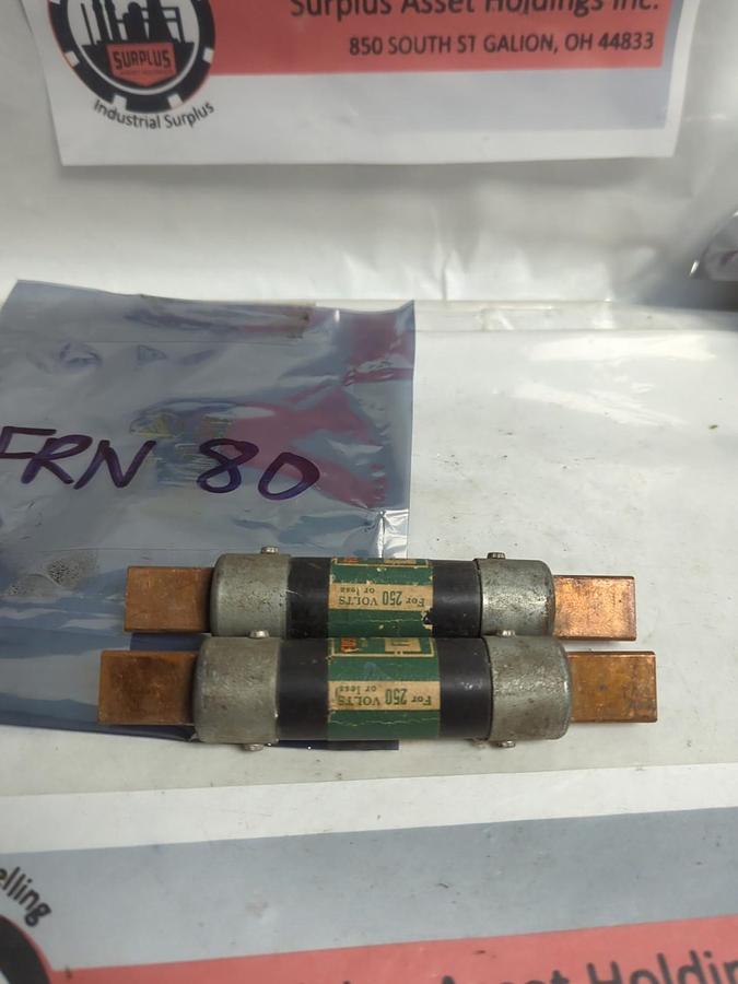 Used COOPER BUSSMANN,FRN-80,FUSETRON 80 AMP FUSE LOT OF 2 PRE-OWNED