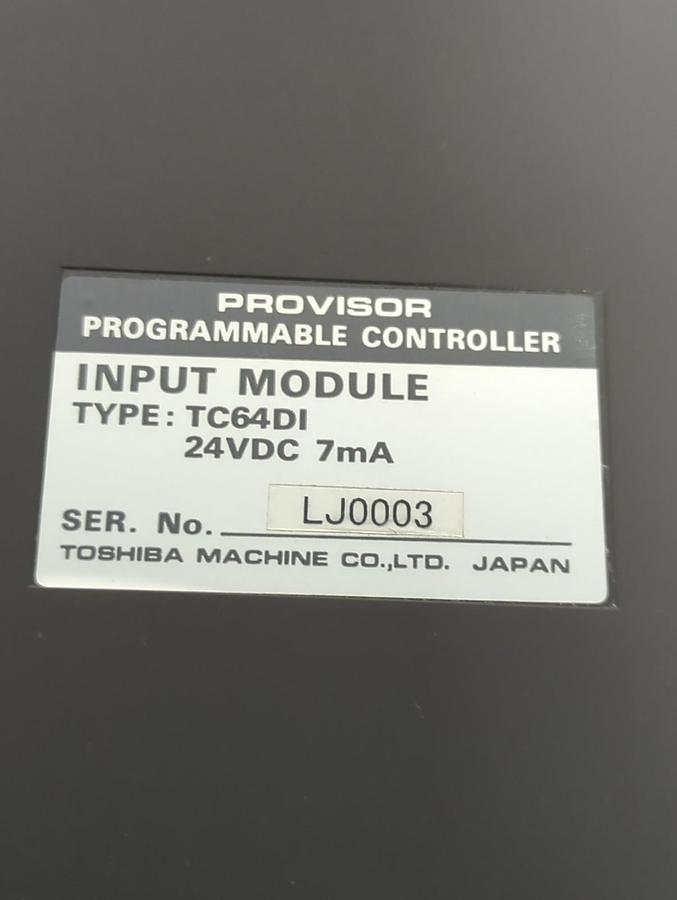 Used TOSHIBA,TC64D1,PROVISOR PROGRAMMABLE CONTROLLER INPUT MODULE 24VDC 7mA PRE-OWNED