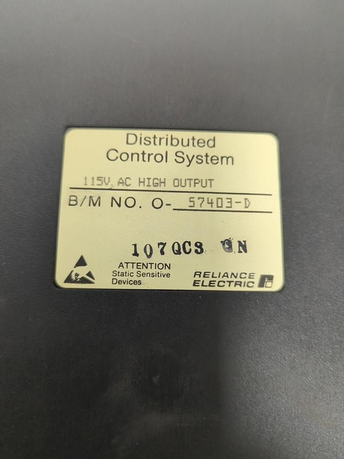 Used RELIANCE ELECTRIC,57403-D,HIGH OUTPUT CONTROL SYSTEM MODULE CARD 115 VDC