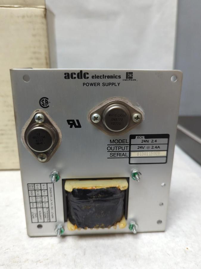 ACDC ELECTRONICS,MODEL 24N,POWER SUPPLY 2.4 AMP 24V NOS
