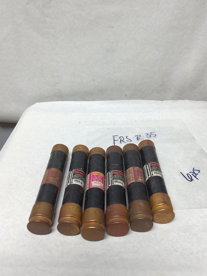 Used COOPER BUSSMANN,FRS-R-35,FUSETRON 35 AMP FUSE LOT OF 6 PRE-OWNED