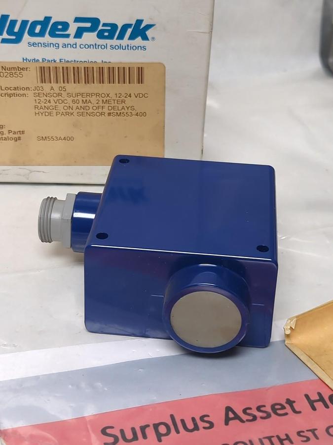 HYDE PARK,SM553A-400,SUPERPROX PROXIMITY SENSOR WITH DELAY OUTPUT NOS
