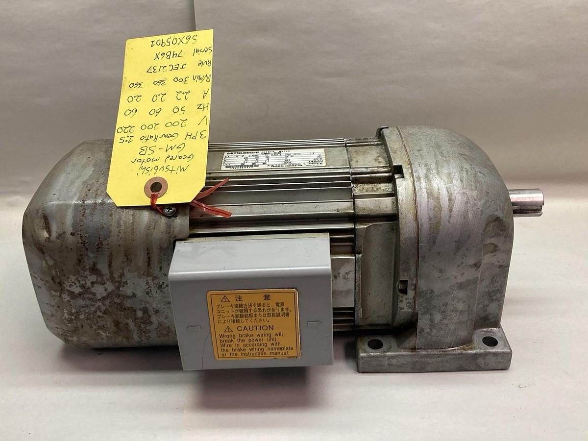 Used Mitsubishi,GM-SB,3-Phase Geared Motor Class E 0.4KW 4P Ratio 1:5