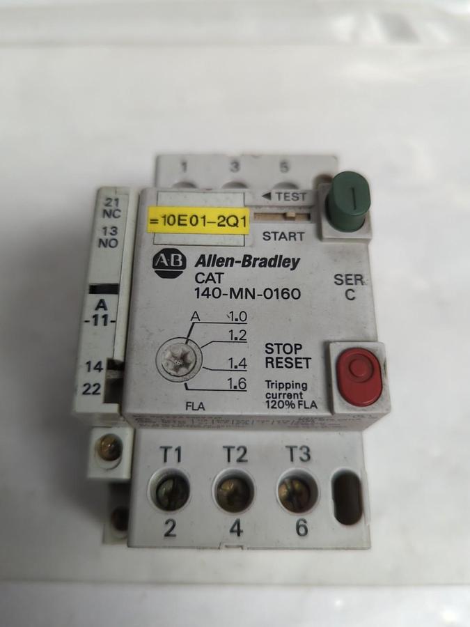Used ALLEN BRADLEY,140-MN-0160,SERIES C MOTOR STARTER W/ 140-11 PROTECTOR PRE-OWNED