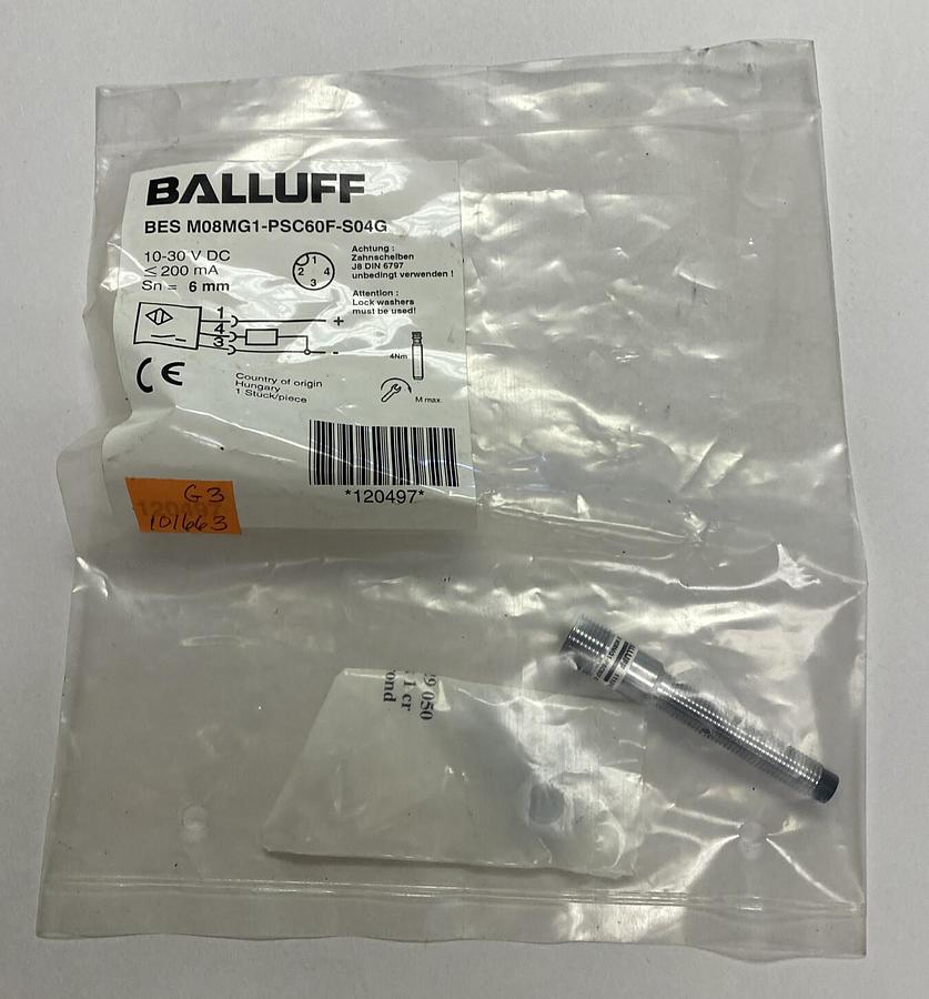 Used BALLUFF,BES M08MG1-PSC60F-S04G, INDUCTIVE SENSOR NEW