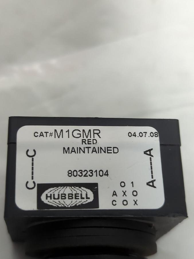Used HUBBELL,M1GMR,RED MAINTAINED PUSH BUTTON PRE-OWNED