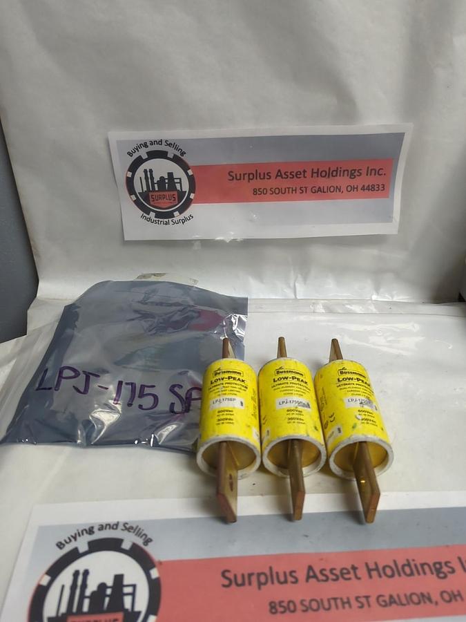 Used COOPER BUSSMANN,LPJ-175SP,LOW-PEAK FUSE 175 AMP LOT OF 3 PRE-OWNED