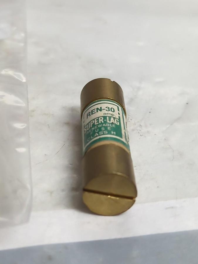 COOPER BUSSMANN,REN30,SUPER-LAG RENEWABLE 30 AMP FUSE LOT OF 5 PRE-OWNED