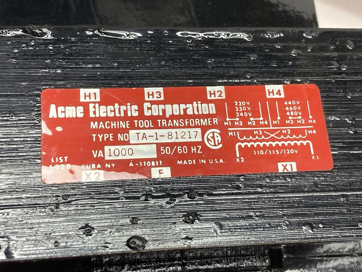 Used Acme Electric Corporation,TA-1-81217,Machine Tool Transformer 1000VA 50/60Hz