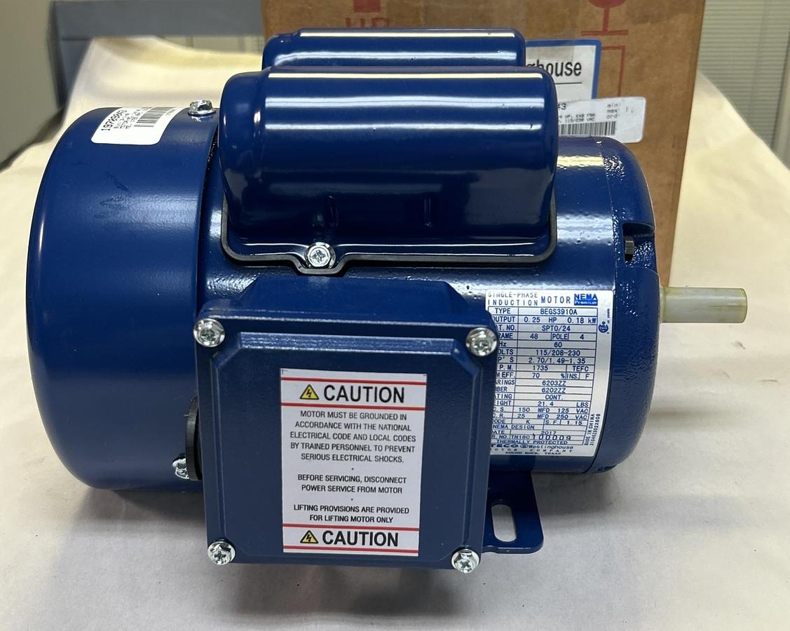 TECO-WESTINGHOUSE,SPT0/24,MOTOR 1/4HP 1800RPM 115/208-230V 1PH 48 FRAME NOS