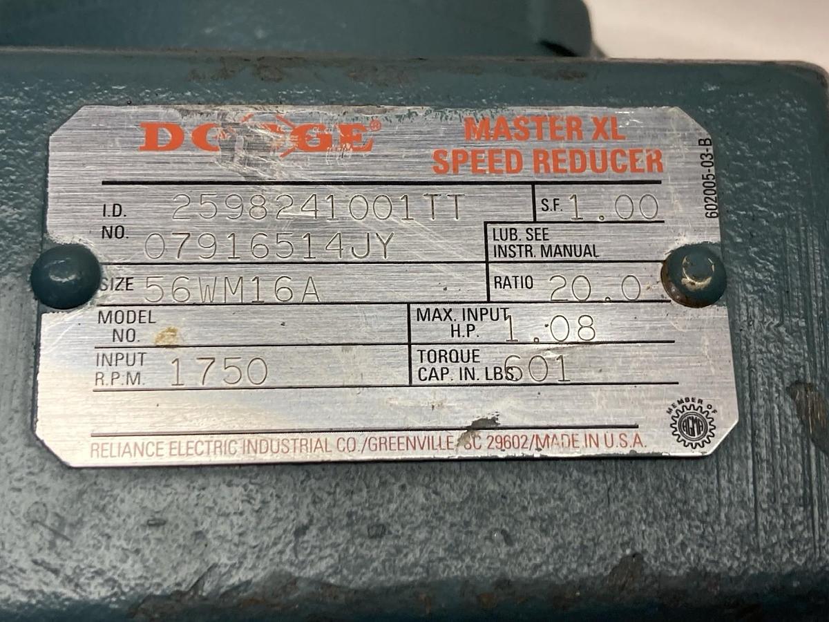 Tigear,56WM16A,Gear Reducer 1.08Hp 1750rpm Ratio 20:1