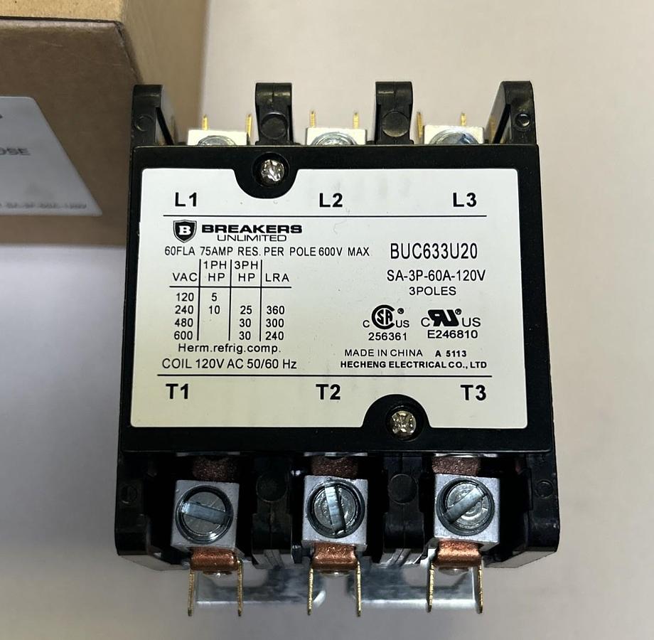 BREAKERS UNLIMITED,BUC633U20,DEFINITE PURPOSE CONTACTOR NOS
