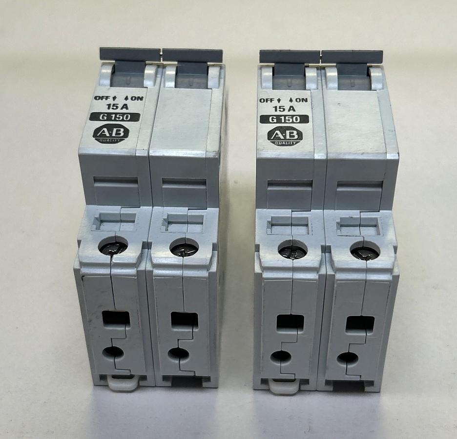 Used ALLEN BRADLEY,1492-CB2-G150,CIRCUIT BREAKER 15A 480/277V 2P LOT OF 2