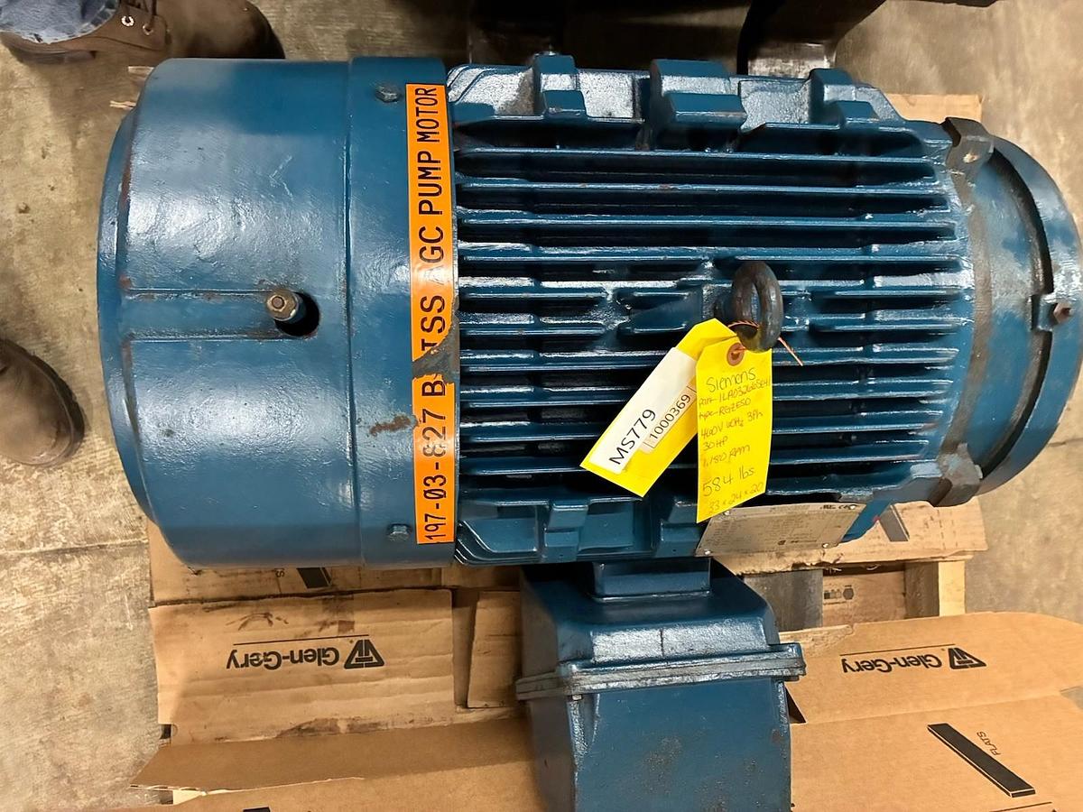 Used SIEMENS,PE-21 PLUS,RGZESD CHEMICAL DUTY INDUCTION MOTOR 30HP 1180RPM 3PH 326T