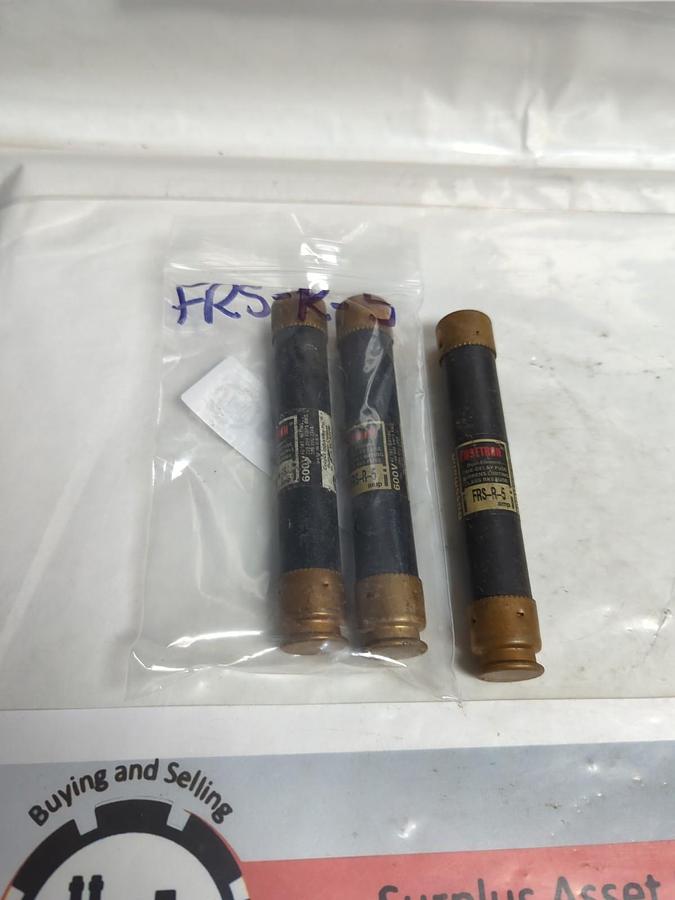 Used COOPER BUSSMANN,FRS-R-5,FUSETRON FUSE 5 AMP LOT OF 3 PRE-OWNED