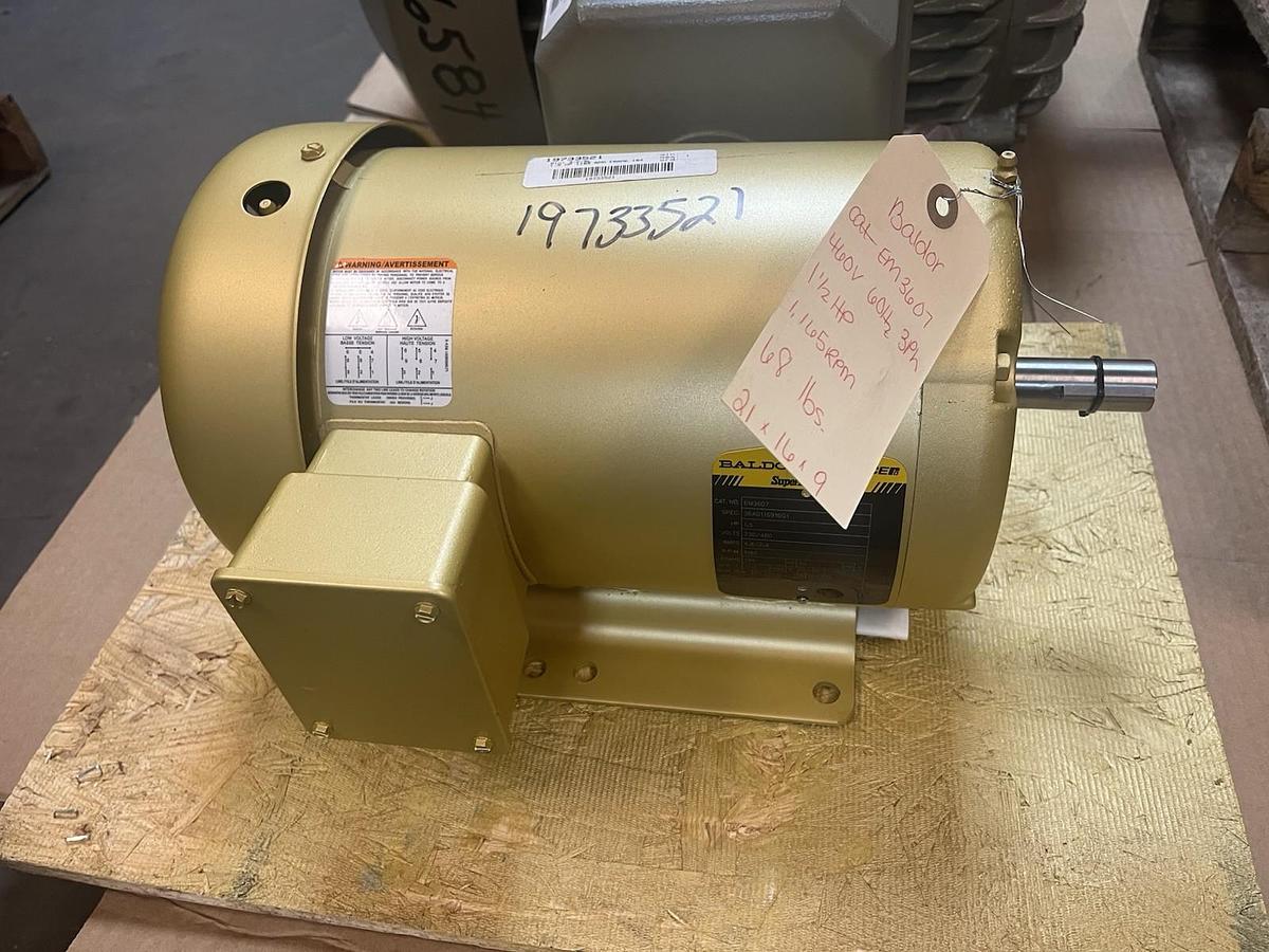 Used BALDOR,EM3607,SUPER E MOTOR 1.5HP 3PH 1165RPM FR 184