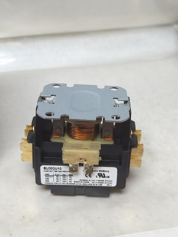 BREAKERS UNLIMITED,BU302U10,DEFINITE PURPOSE CONTACTOR 2-POLE 24VAC 50/60HZ NOS