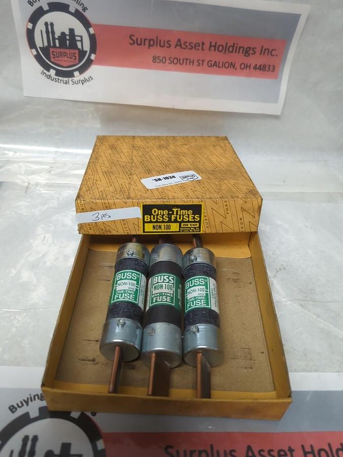 COOPER BUSSMANN,NON-100,ONE-TIME 100AMP FUSE LOT OF 3 NOS